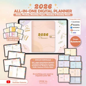 Digital Planner 2026, Dated Digital Planner, Goodnotes Notability, Daily Weekly Monthly Planner iPad Planner, Landscape Horizontal Planner