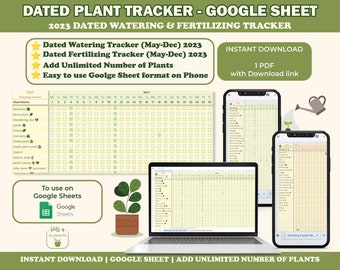 Dated Plant Watering and Fertilizing Tracker Spreadsheet | May-Dec 2023 | Google Sheets | Plant Planner | Plant Watering Tracker