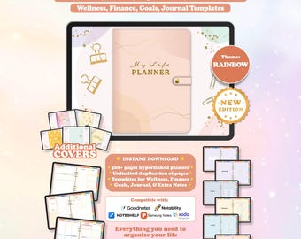 Digital Planner Undated Landscape, Goodnotes Notability Digital Planner, iPad Planner, Daily Weekly Monthly Undated Planner, Rainbow