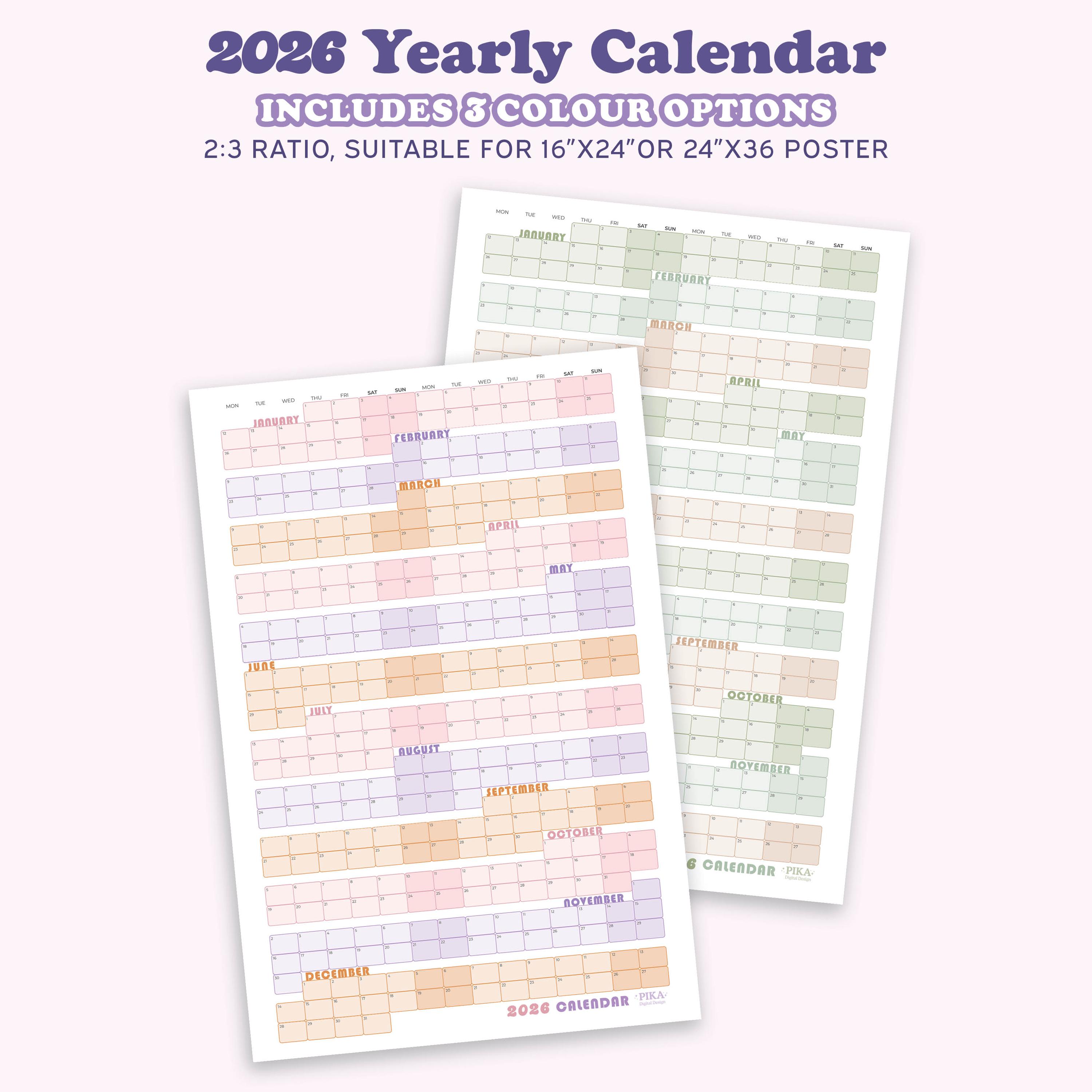2026 Full Year Calendar , 365 Days Calendar Large Wall Planner