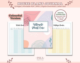 Diário de Cuidados com Plantas de Interior: Registrador de Plantas para Imprimir (PDF + JPEG)