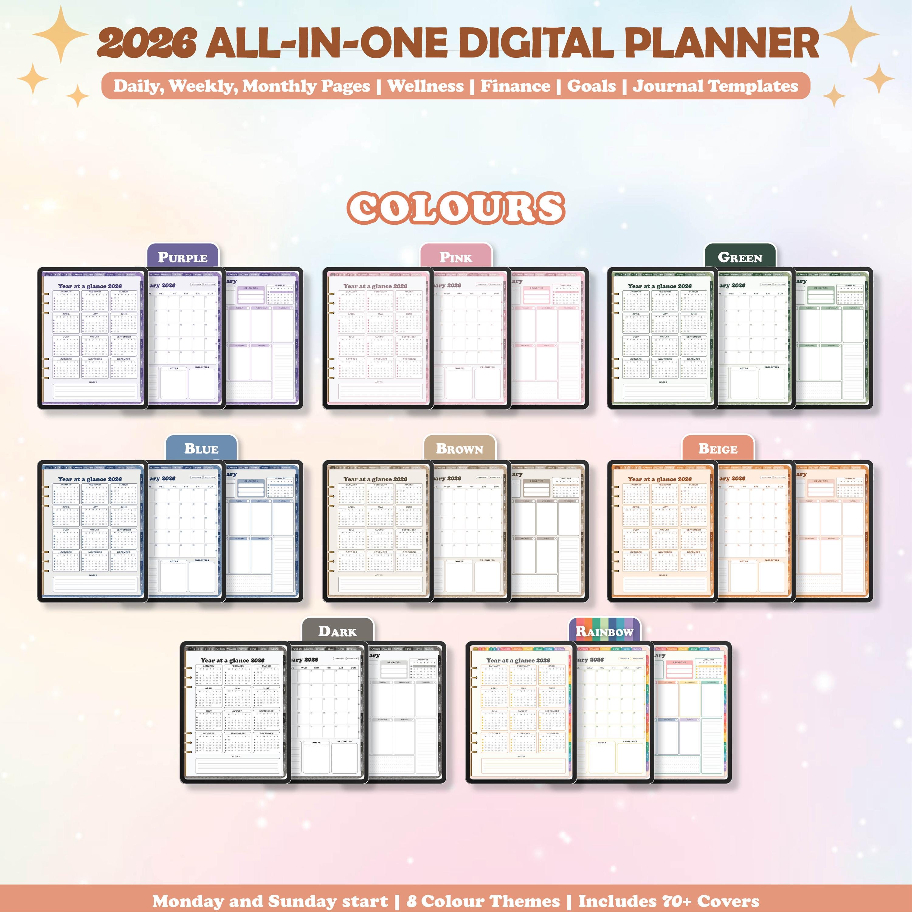 2026 Digital Planner Bundle, Weekly, Monthly, Goodnotes Notability ...