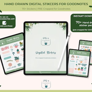 Digital Stickers for Goodnotes | Plant Stickers | Botanical Sticker | Green Sticker Book | Plants Collection | PreCropped Goodnotes Stickers