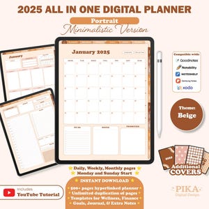 2025 Minimalist Digital Planner: GoodNotes, Notability Compatible (PDF)
