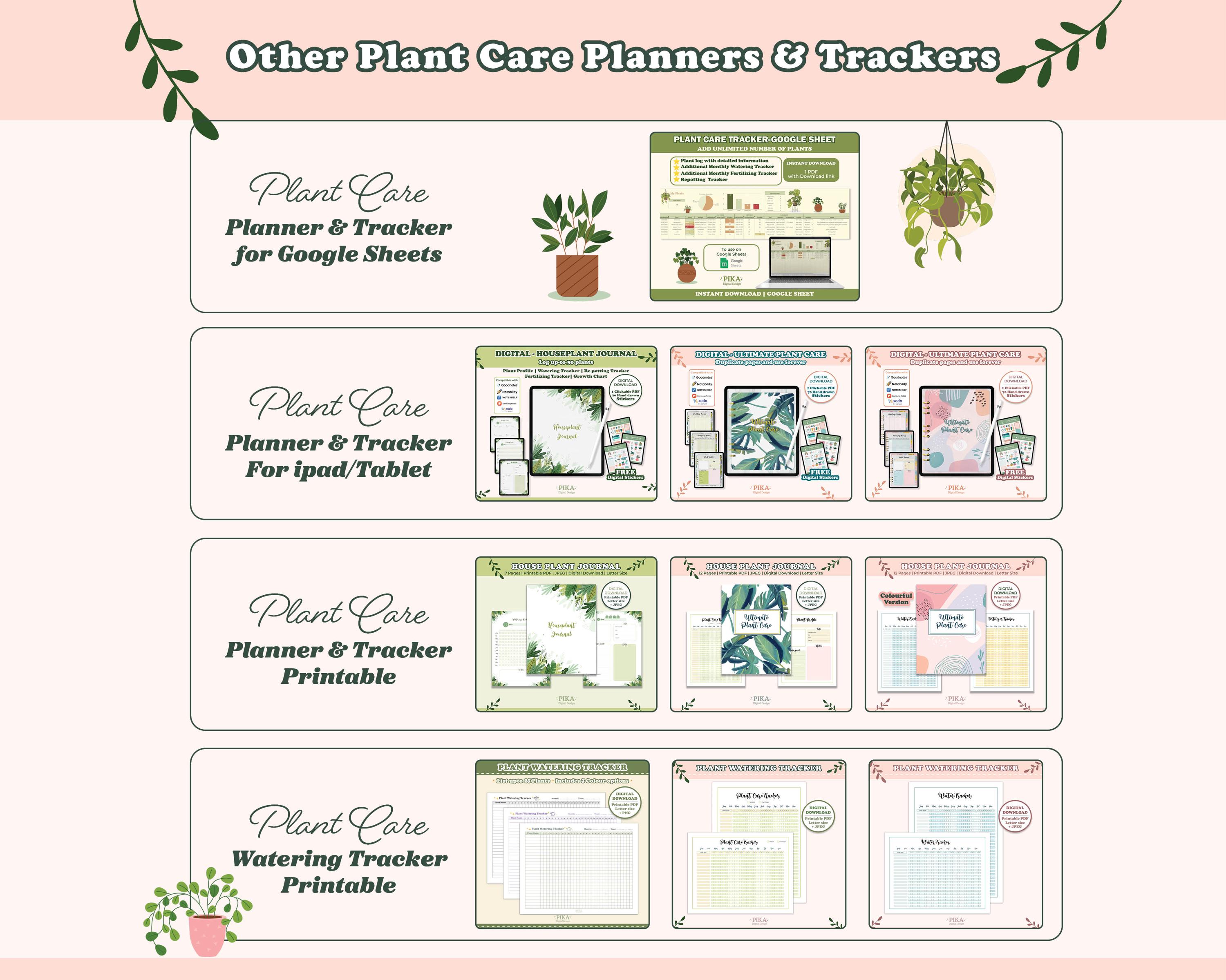 Houseplant Care Journal: Printable Plant Tracker (PDF, JPEG) - Etsy