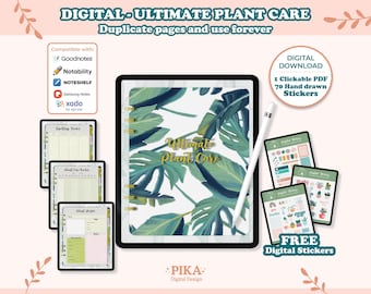 Digitale plantverzorgingsplanner: tracker en dagboek met stickers (pdf)
