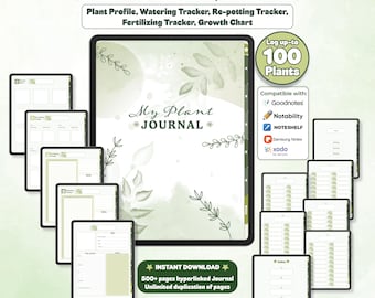 Digital Plant Journal (Log up-to 100 Plants), Digital Garden Journal, Plant Care Planner, Plant Care Tracker, Digital Planner,IPad Goodnotes
