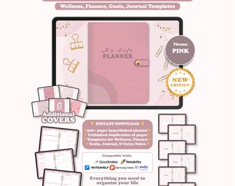Digital Planner Undated Landscape, Goodnotes Notability Digital Planner, iPad Planner, Daily Weekly Monthly Undated Planner, Pink