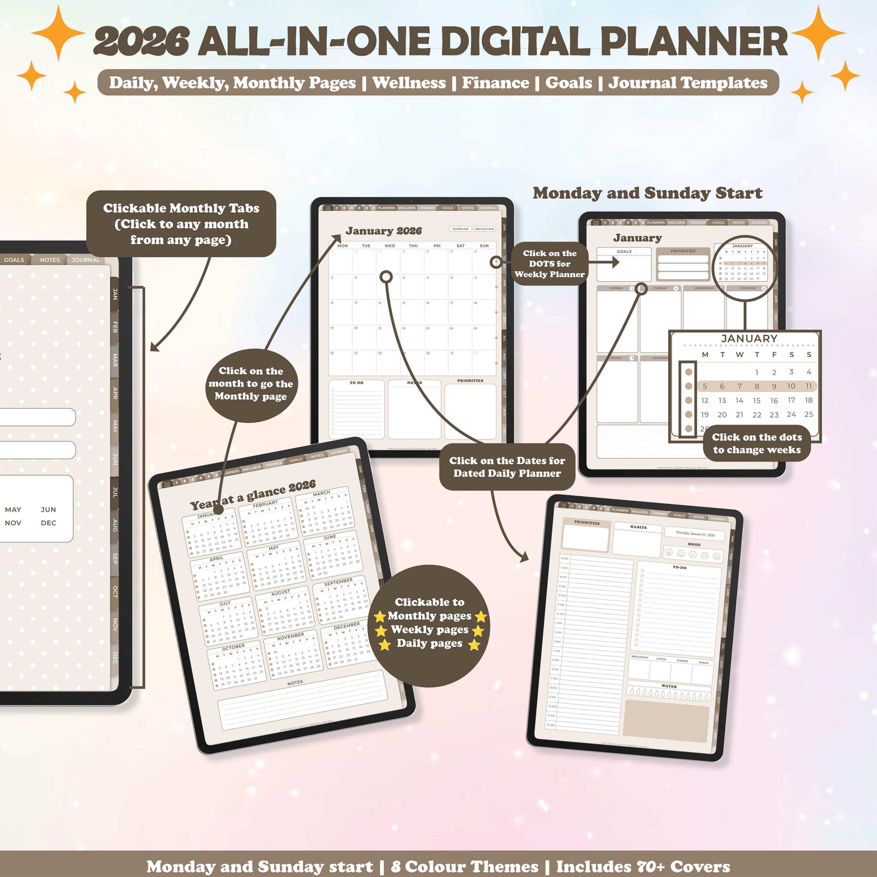2026 Simple Digital Planner Bundle: Minimalist Portrait, Daily, Weekly ...