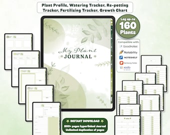 Digital Plant Journal (Log up-to 160 Plants), Plant Care Planner Journal Tracker, Digital Planner, IPad Goodnotes Planner