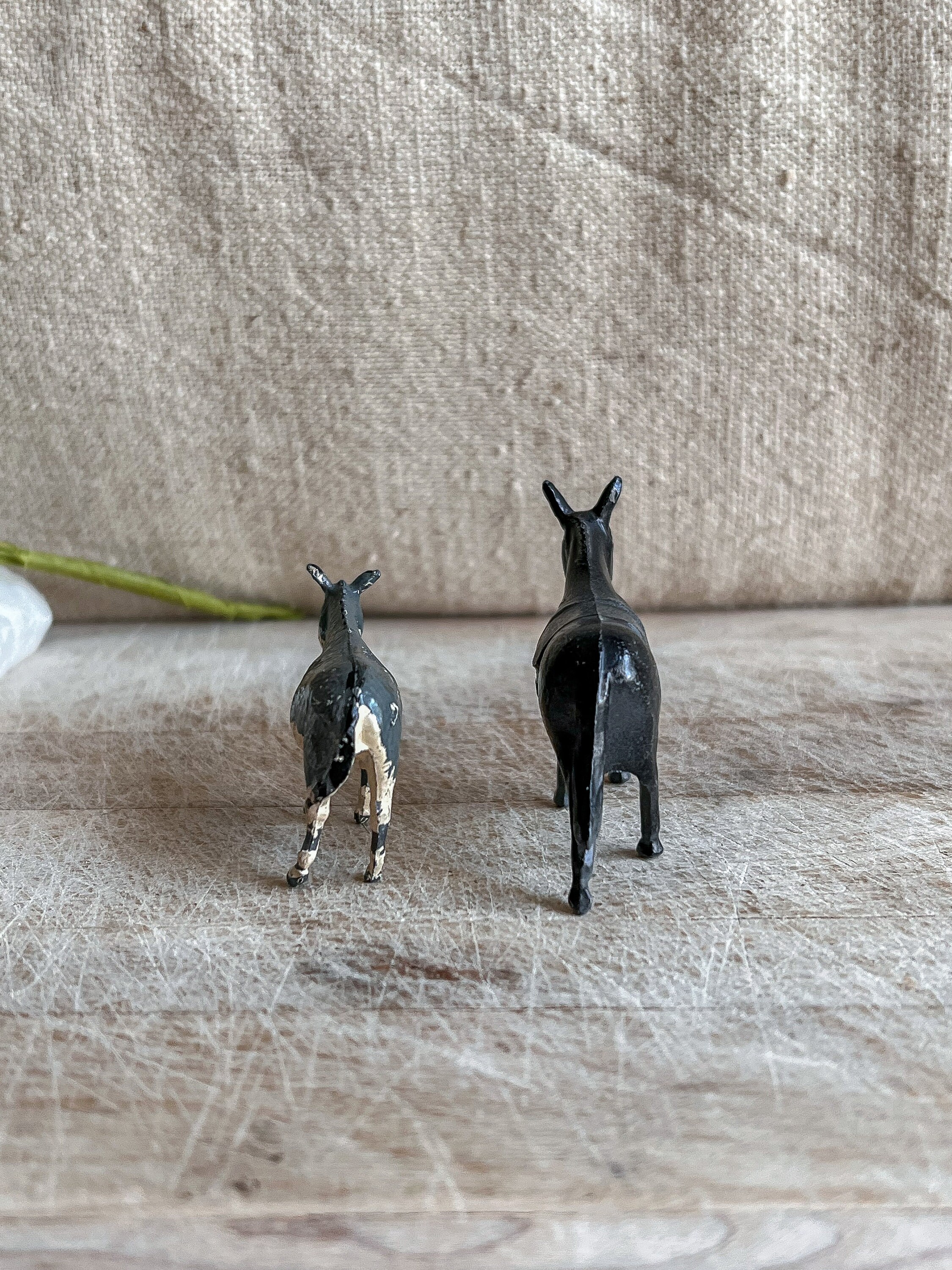 Set of 2 Antique Metal Donkey Figurines / Metal Farm Toys / Etsy