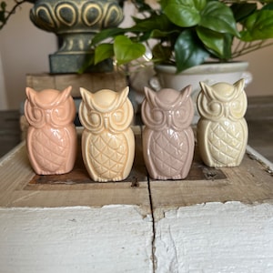 Set of 4 Vintage Ceramic Owls / owl decor / owl figurines / owls / vintage decor