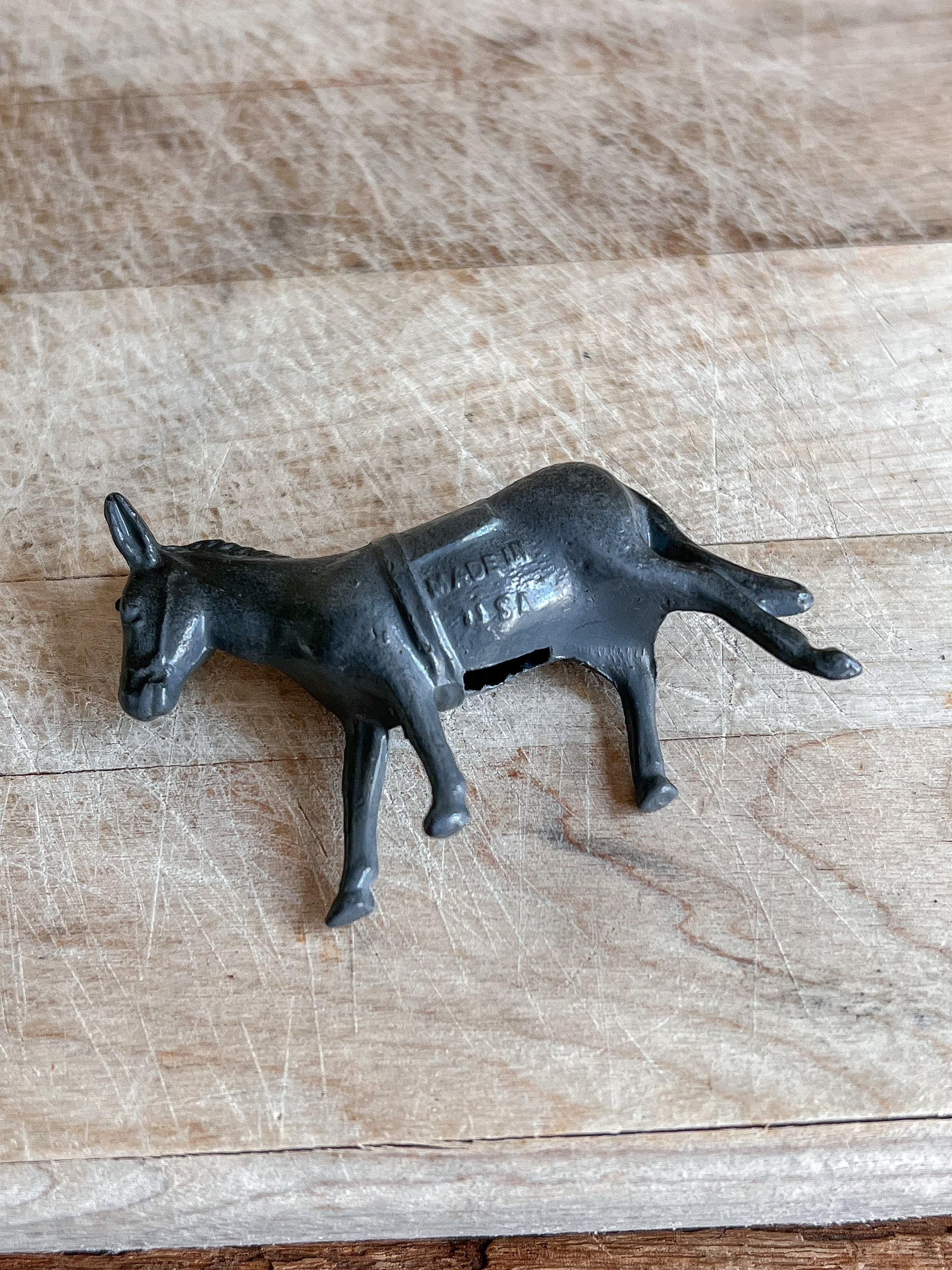 Set of 2 Antique Metal Donkey Figurines / Metal Farm Toys / Etsy