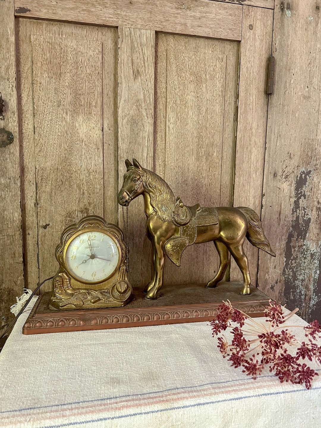 Vintage Horse Mantel Clock WORKS / Vintage Clock / Horse Clock