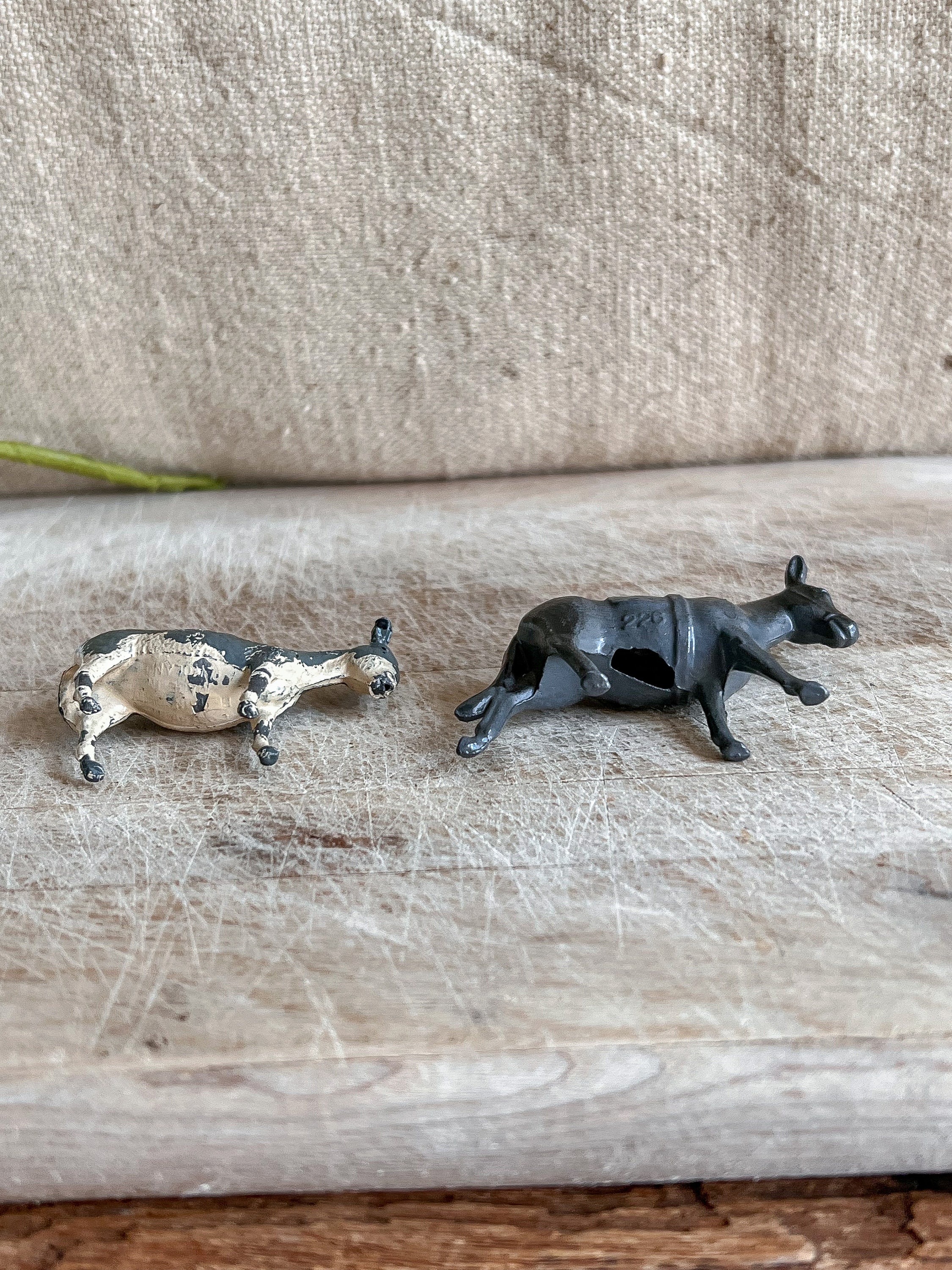 Set of 2 Antique Metal Donkey Figurines / Metal Farm Toys / Etsy