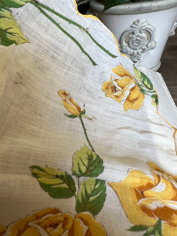 Set of 2 Yellow Floral Handkerchiefs / yellow flo… - image 9