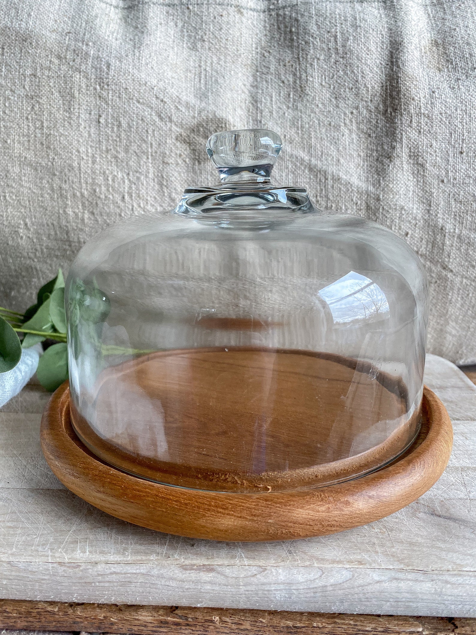 Vintage Glass Cloche With Wood Base / Vintage Decor / Etsy