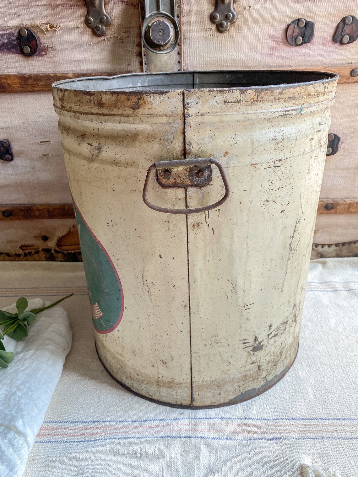 Large Antique Victory Brand Lard Tin Can / Antique Decor / Etsy