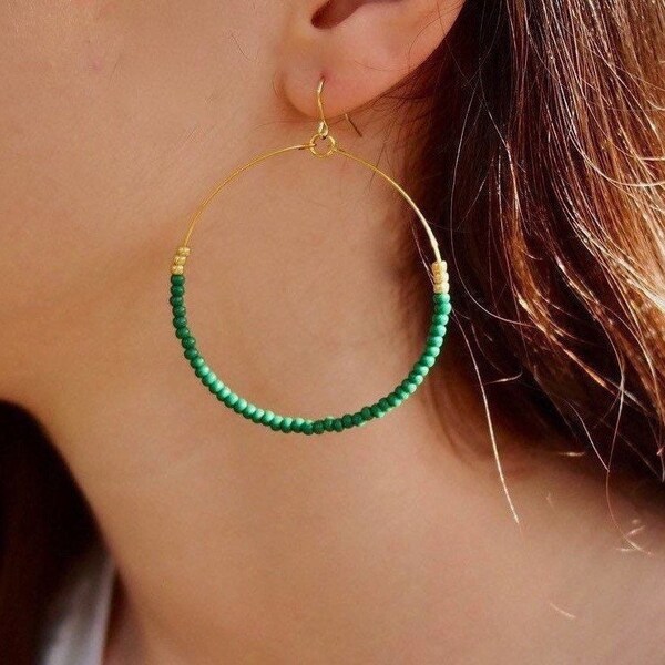 Large Green Earrings Etsy