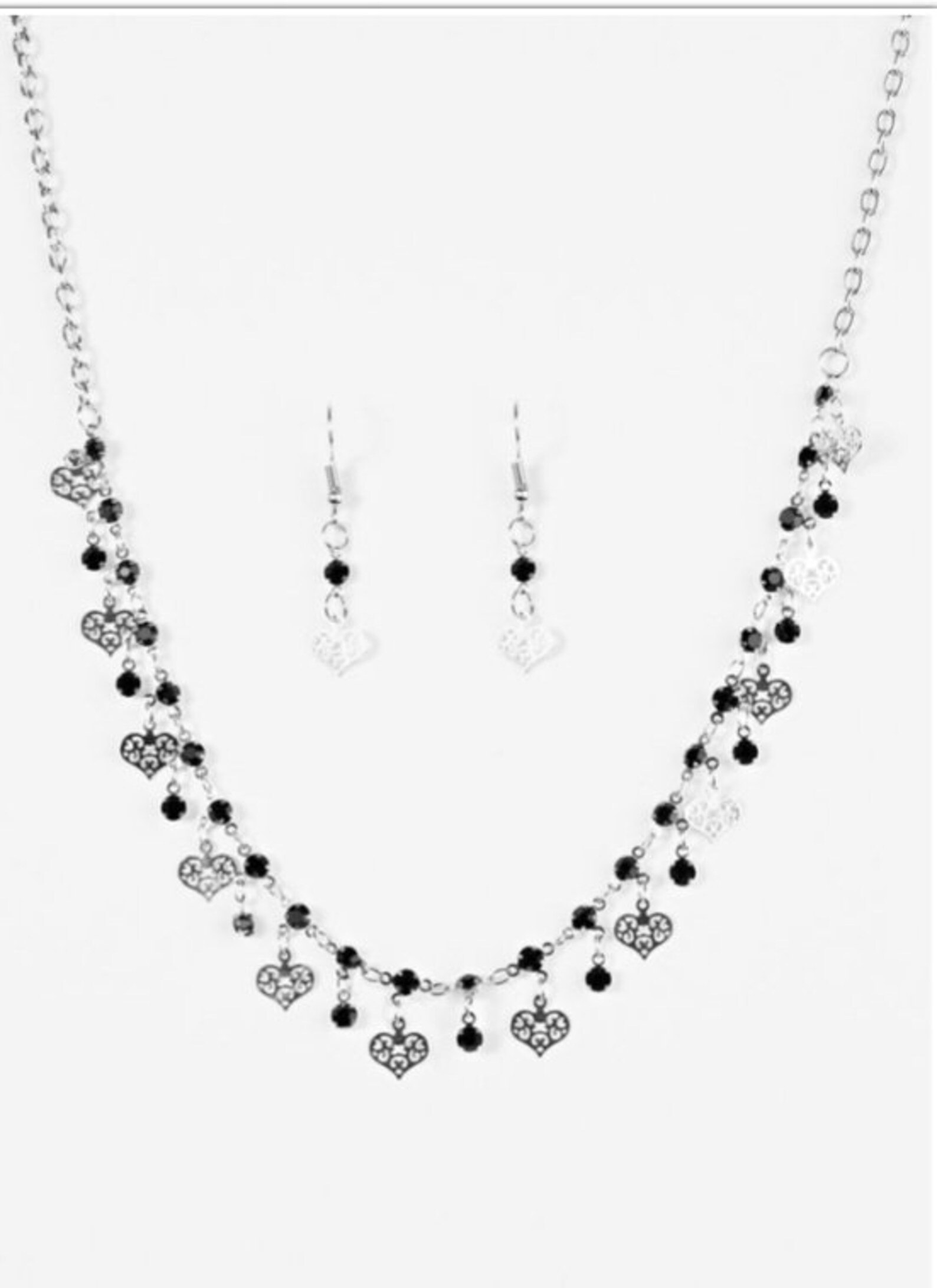 Paparazzi With open hearts black necklace earring Etsy