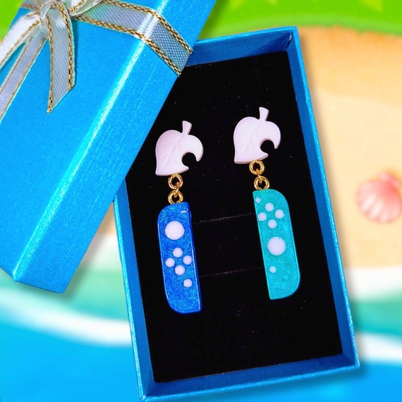 Animal Crossing Island Blue Game Controller Earrings ACNH Gift