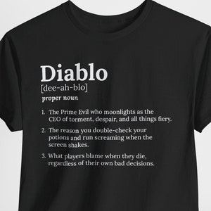 Diablo Unisex Heavy Cotton Tee, Definition Gaming Shirt, Cute Graphic Tee, Funny Quote T-Shirt, Gift for Gamers, Black Casual Tee