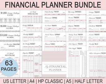 Financial Planner Bundle, Budget, Debt, Income Tracker (PDF)