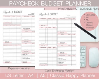 Paycheck Budget, Finance Planner, Printable, PDF, Budget by Paycheck, US Letter, A4, A5, CHP,  Instant Download , Personal Budget
