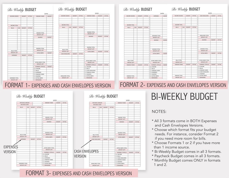 Budget Planner Printable, PDF, Paycheck Budget, Bi-Weekly, Monthly, Financial Planner, Finance Bundle, Budget Planner, Debt, Income image 3