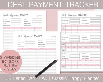 Debt Payment Tracker Printable, US Letter, A4, A5, Classic (PDF)
