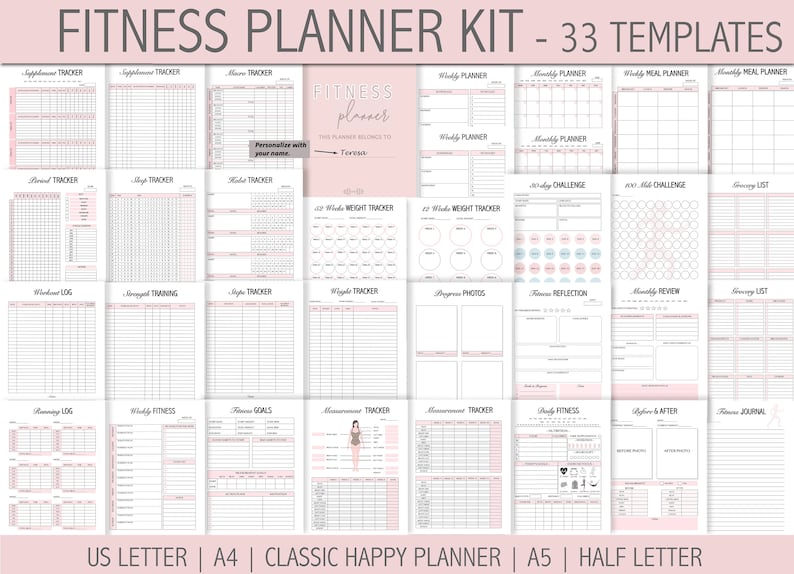 Fitness Planner Bundle Workout Planner PDF Weekly Fitness Etsy