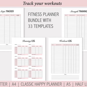 Fitness Planner Bundle Workout Planner PDF Weekly Fitness image 6