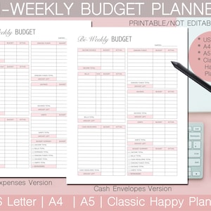 Bi-Weekly Budget Planner, Printable, PDF, Budget by Bi-Weekly, US Letter, A4, A5, Classic Happy Planner,  Instant Download , Personal Budget