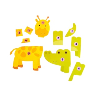 Puzzle Animaux, Jeu Puzzle Numéroté, Jeu Educatif, Chiffres de 1 à 5, Jeu Maternelle, Jeu de Mémoire, Support Maternelle, PDF à Plastifier