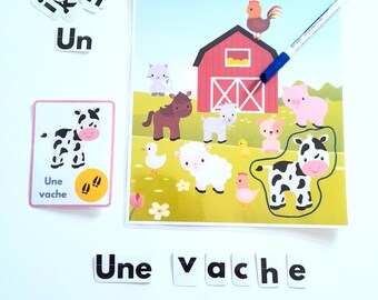 Farm animals, animal footprints, PDF file, printable media, kindergarten activity