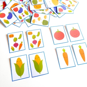 Cherche et Trouve les Cartes Identiques, Jeu Maternelle à Imprimer, Jeu des Légumes,