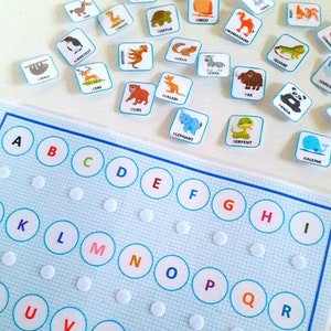 ABC de animales, juego educativo, letras del abecedario, PDF para imprimir, archivo para laminar, kit de aprendizaje del abecedario,