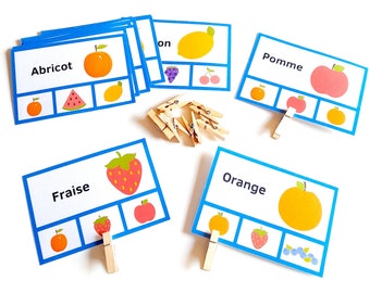 Fruit Cards, Learn the Names of Fruits, Fruit Association Game, Kindergarten Activity, PDF to Print and Laminate,