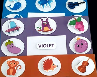 jeu pour apprendre les couleurs, activité couleurs maternelle, cartes couleurs, jeu Montessori, jeu de cartes, jeu à imprimer, PDF imprimer