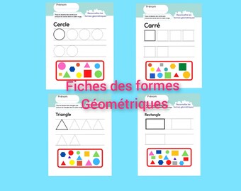Fichas de formas geométricas, reconocimiento de formas, fichas de infantil, PDF para imprimir, para plastificar.