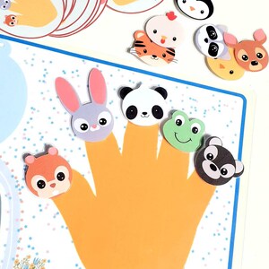 May include: A colorful felt hand puppet set with a variety of animal characters, including a bunny, panda, frog, squirrel, and bear. The puppets are designed to fit on fingers and are perfect for imaginative play.