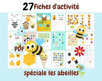 Activity sheets on bees, Pedagogical sheets, Kindergarten sheets, PDF to Print