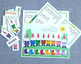 Learn Colors in French and English, PDF File to Print and Laminate, Educational Game, Game to Print.
