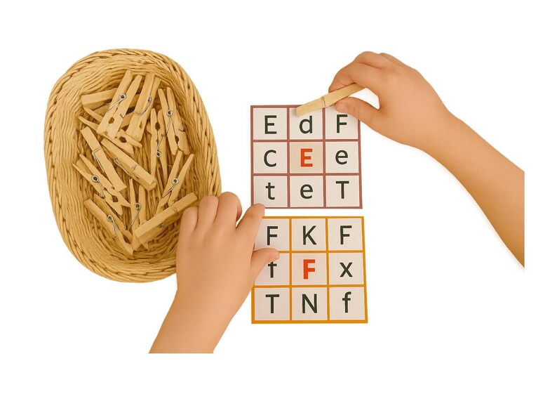 Alphabet Letters Pinch Activity | Learning Letters & Fine Motor Skills | Montessori Printable Cards | Educational Game for Grades PS MS GS image 2
