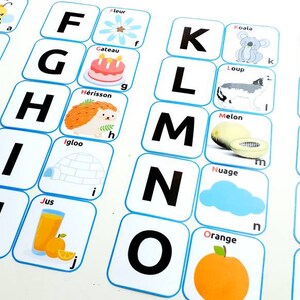 Learn the alphabet and letter game, Alphabet cards, Learn the letters of the alphabet, Kindergarten activity, Montessori pedagogy