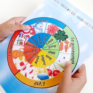 de maanden van het jaar en de seizoenen in het Frans, leer de maanden van het jaar en de seizoenen, PDF om af te drukken, kinderdagverblijfactiviteit,