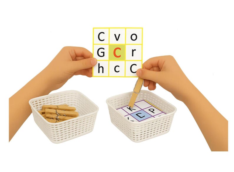 Alphabet Letters Pinch Activity | Learning Letters & Fine Motor Skills | Montessori Printable Cards | Educational Game for Grades PS MS GS image 1