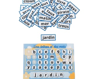 Printable Reading Game | Preschool Alphabet | Laminated Montessori Activity | Capital Letters and Words and Script