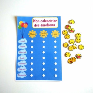 Calendar of emotions, Children&#39;s calendar, PDF to print, Learning calendar, Ritual for children,