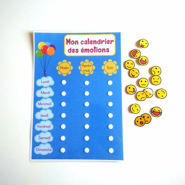 Calendrier des émotions, Calendrier enfant, PDF à imprimer, Calendrier d'apprentissage, Rituel pour enfant,